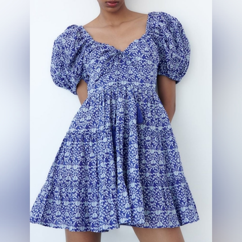 ZARA Bloggers Fave Floral A Line Mini Dress In XL